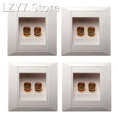 4X Wall Socket Connection Port with 2 Jack Speaker White