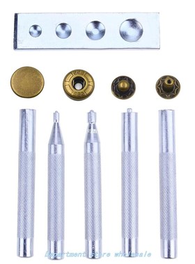 6pcs Craft Leather Tools Die Punch Snap Rivet Setter Base Ki