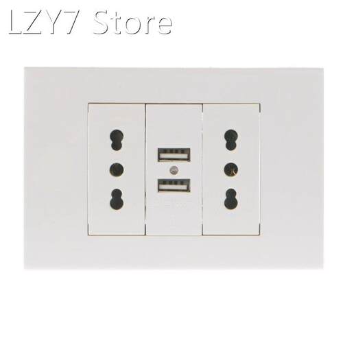 16A Wall Double Italian/Chile Plug Power Socket Adapter Dual