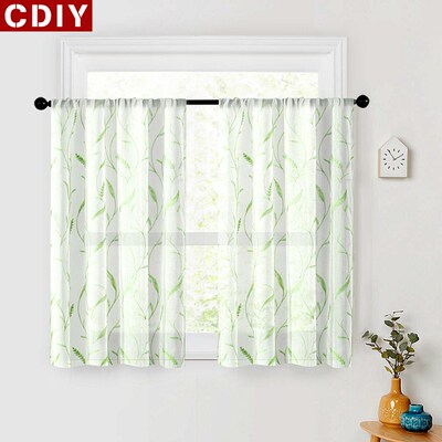CDIY Short Curtain Tulle Window Sheer Kitchen Curtains For