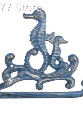 Cast Iron Tissue Holder Seahorse Paper Rack Coat Hook Towel