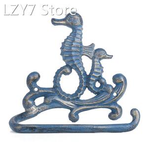 Cast Iron Tissue Holder Seahorse Paper Rack Coat Hook Towel