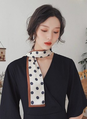 Wave point ribbon small silk scarf decorative printing east