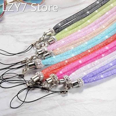 Long Rhinestone fishing net lanyard flash drill mobile phone