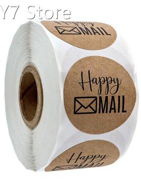 100-500pcs 1 Inch Happy Mail Stickers Scrapbooking Round Kra