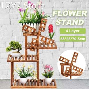 Windmill Design Solid Wood Plant Shelves Flower Garden Rack
