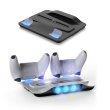 For PS5 Vertical Stand With Cooling Fan Base Dual Controller
