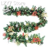 Garland 9ft New 2022 LED 2.7m Christmas Wreath Merry Rattan