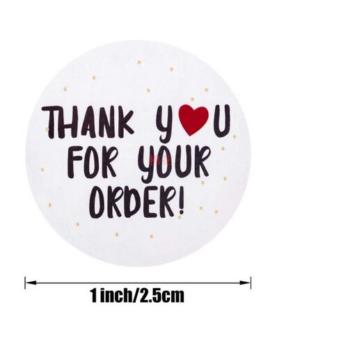 500pcs round thank you for your order sticker Heart Thanks f