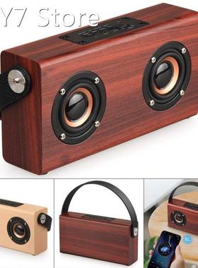 6W Yellow / Red Wood Grain Portable Retro Bluetooth Speaker