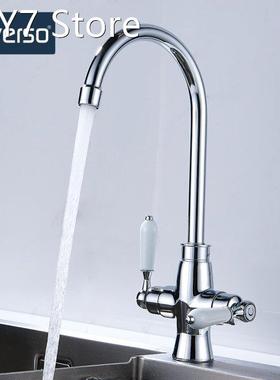 Everso Double Holes Flexible Kitchen Faucet Mixers Sink Tap