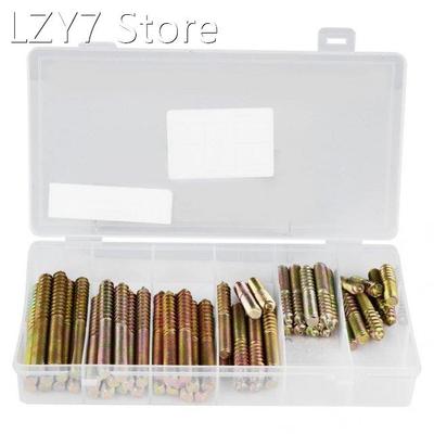 60Pcs M8 Dowel Screw Woodworking Furniture Connector Double