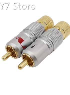 2Pcs Gold Plated 10mm RCA Plug Solder-free Screw Locking RCA