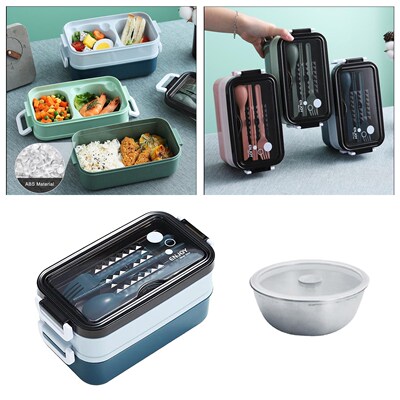 Double-layer Bento Box Lunchbox Microwave Safe Food Storage