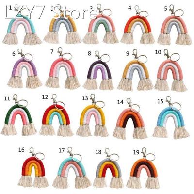 Weaving Rainbow Keychains Boho Handmade key Holder Keyring M