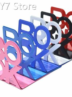 1pair Alphabet Shaped Metal Bookends Iron Support Holder Des