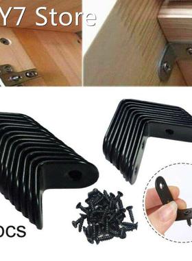 10pcs Black L-Shaped Brackets Stainless Steel Right Angle Br
