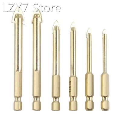 6pcs 1/4 Hex Shank Titanium Coated Tungsten Carbide Tile Gl