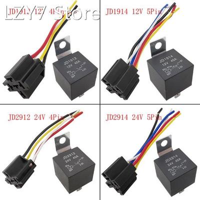 10Pcs Waterproof Automotive Relay 12/24V 40A Car Relay 4P 4