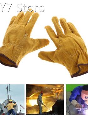 1Pair Cowhide Safety Protective Gloves Welding Welder Work R