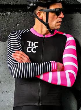 Spring Men Stitching long eeves Cycling Jersey Strip Ticc