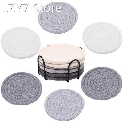 6x Absorbent Drink Coasters w/Holder Cotton Coasters for Hom