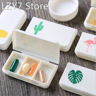 Pill Medical Kit Tablet Flamingo Cactus Leaf Pillbox Dispens