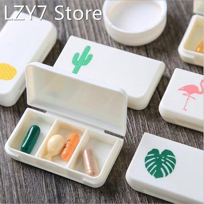 Pill Medical Kit Tablet Flamingo Cactus Leaf Pillbox Dispens