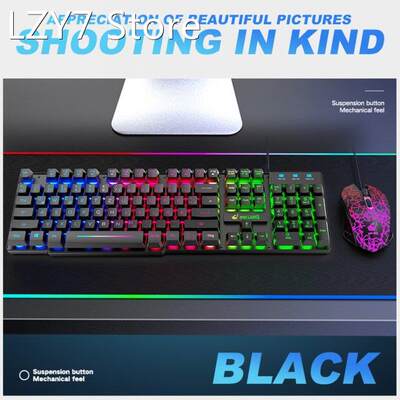 3pcs/Set Rainbow Backlight Keyboard 2400DPI T13 Adjustable M