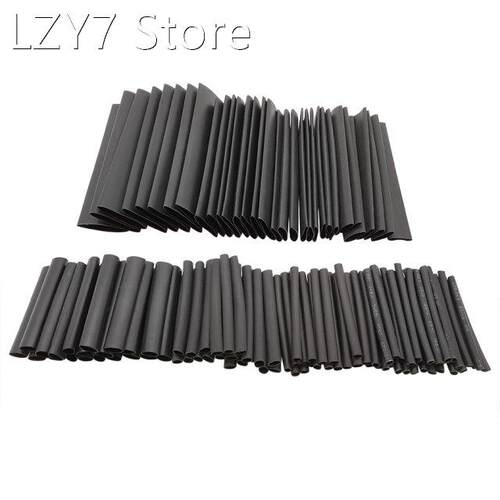 127Pcs Black Heat Shrink Sleeving Tube Electrical Kit Wire W