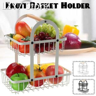 Dish Layer Bowl Home Kitchen Fruit Basket Storage Two Iron