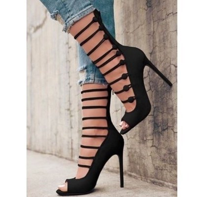 40-43 cotton Pointed Strap shoes high heels sandal 高跟凉鞋