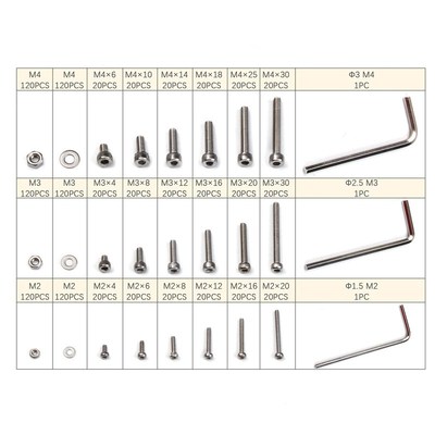 1080PCS M2/M3/M4 Stainless Steel Fastener Hardware Hexagon S
