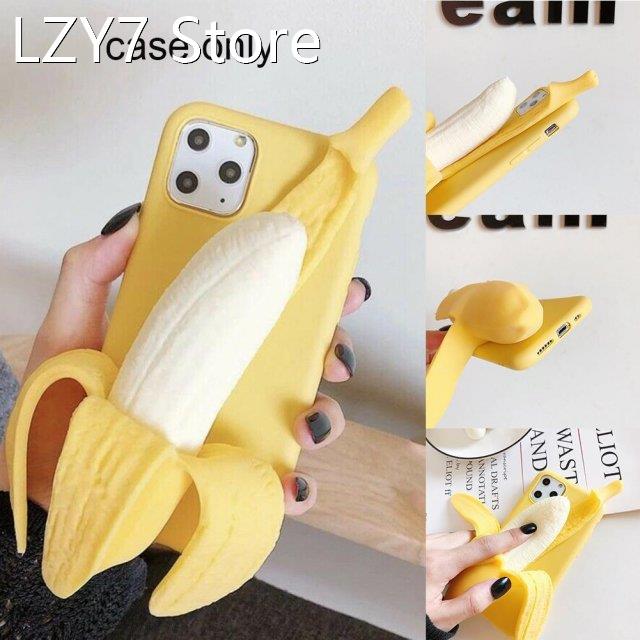 Phone Case 3D Stress Reliever Funny Peeled Banana Phone Case