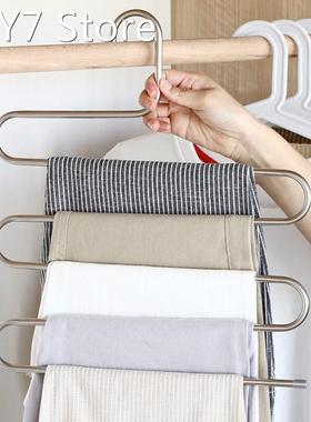 5 Layers Stainless Steel Clothes Hangers Pants Storage Hange