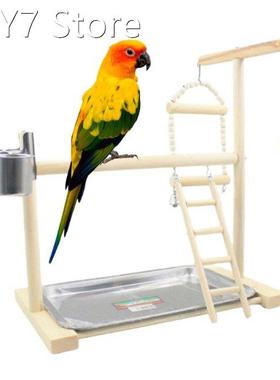 2021 New Wood Parrot Playstand Perch Playstand Gym Stand Pla