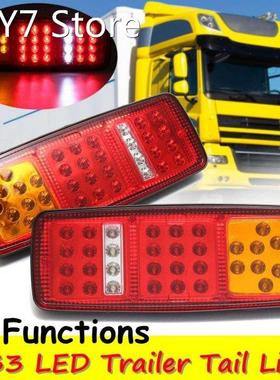 2Pcs 12V 33 LEDs Car Trailer Truck Tail Lights Rear Tailligh