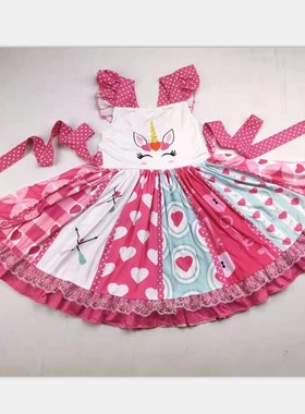 Super cute Valentine's Day ruffle twirl dress top quality g