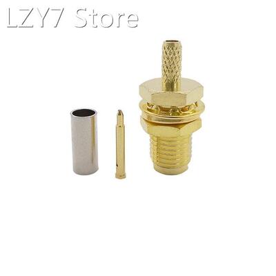 1Pcs Gold-plated RP SMA Female Jack Bulkhead Crimp RF Coaxia