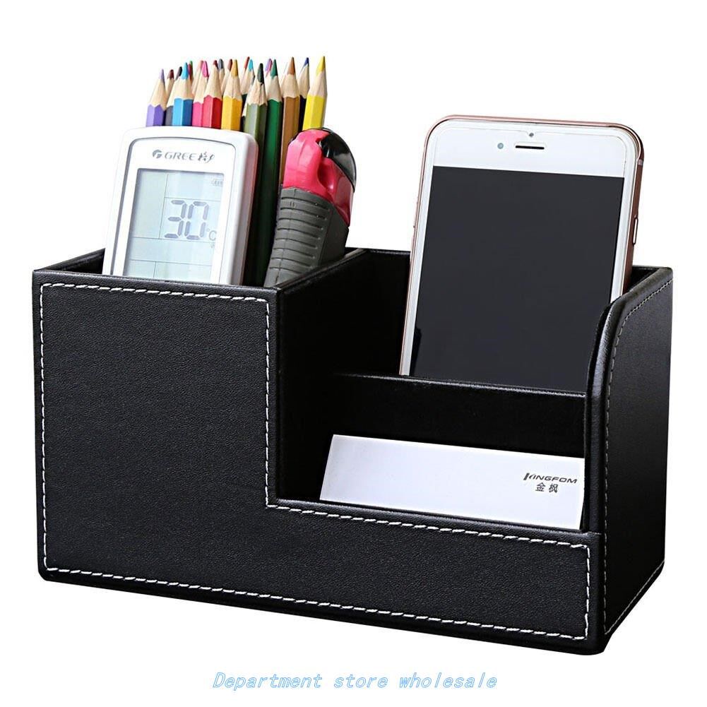 pu leather desk stationery box organizer office desktop org