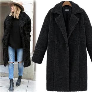 Fleece long sleeve color medium long wool coat coat for