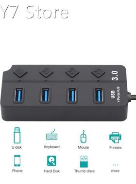 USB 3.0 Hub Splitter 4 Port High Speed Individual On/off Swi