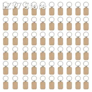 60Pcs Blank Rounded Rectangle Wooden Keychain Diy Wooden Key