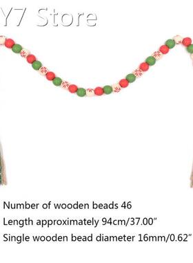 Christmas Snowflake Wood Bead Garland with Tassels Rustic Fa