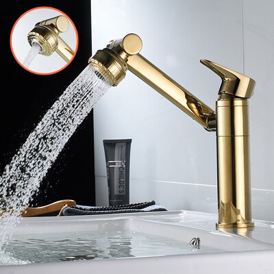 Basin Faucet Water Tap Bath 360 Degree Swivel Gold Bathroom