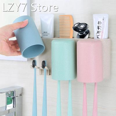 1 Set Toothbrush Holder Suction Hook Wheat Straw Material Ba