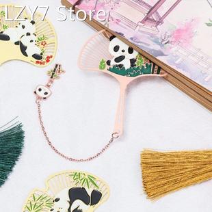Chinese Style Retro Metal Bookmark Panda Pendant Hollow Book