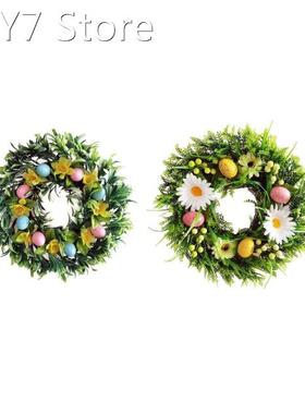 Easter Wreath for front Door Decorated with Artificial Eggs