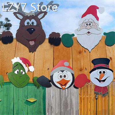 Santa Claus Fence Peeker Outdoor Christmas Decoration Festiv