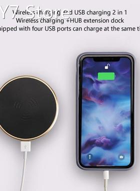 USB HUB with Wireless Charger USB 2.0 Docking Station 4 X US